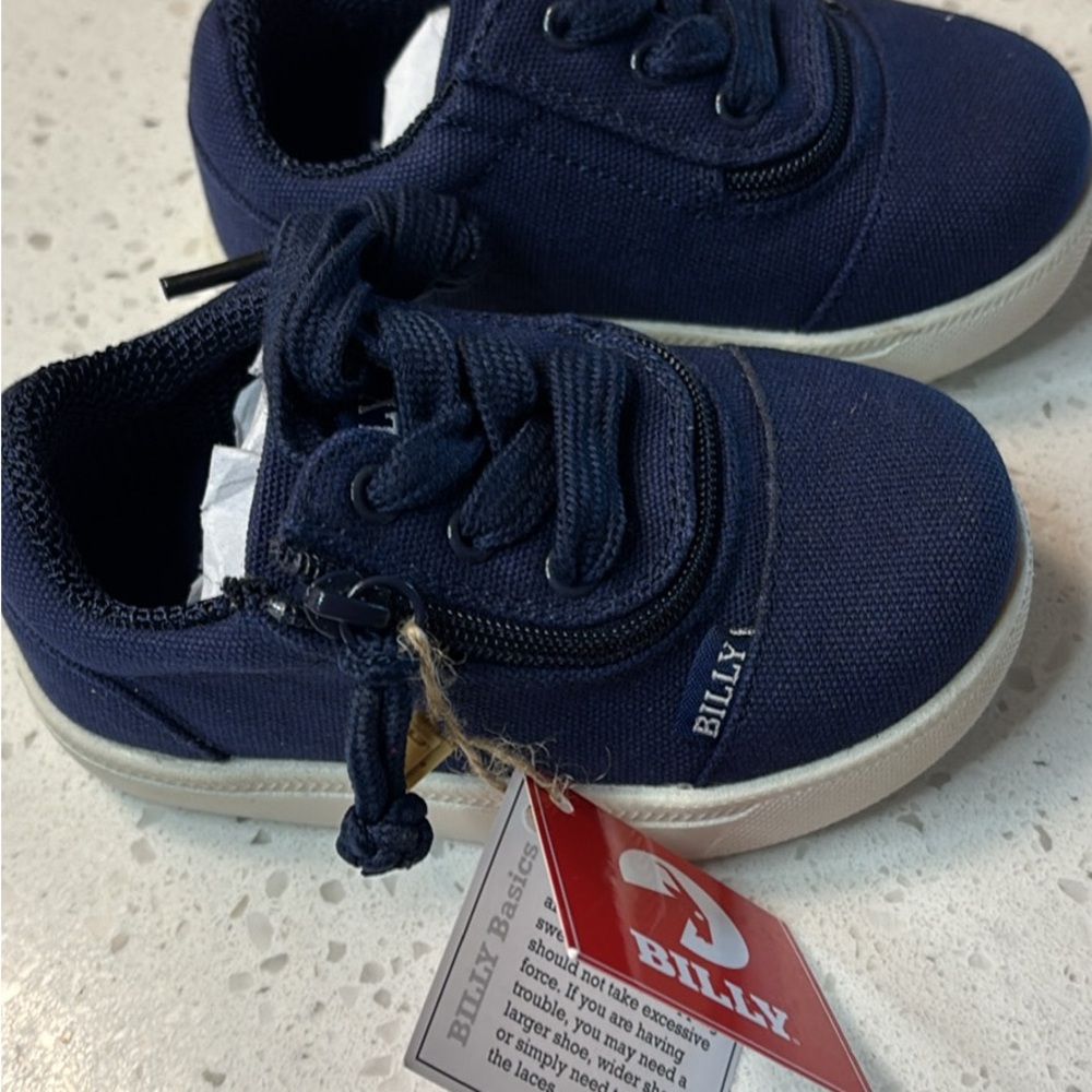 Blue Low-Top Sneakers with White Sole and Canvas Material